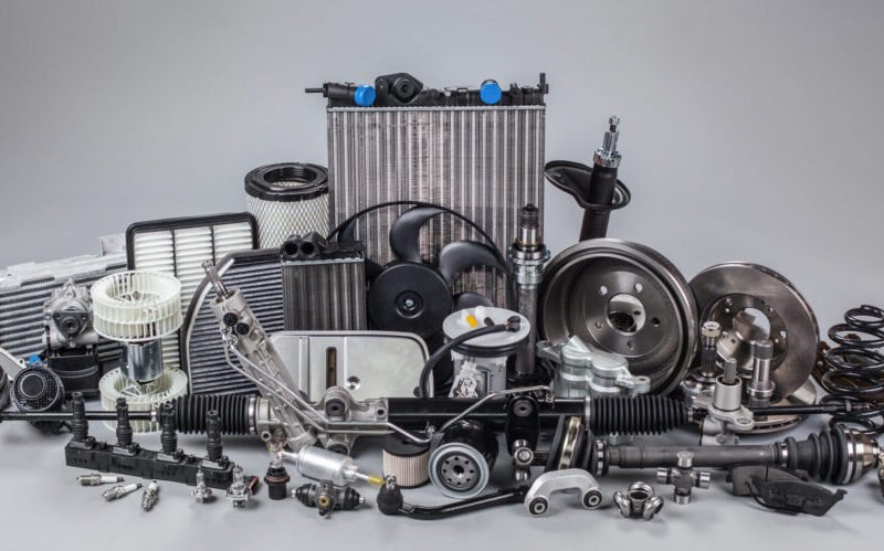car parts on a gray background